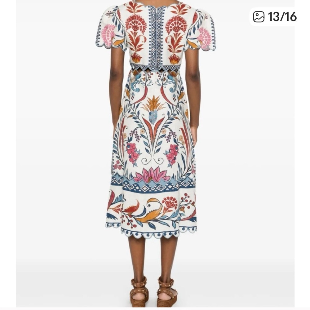 Farm Rio- Romantic Lightness Short Sleeve, embroidered Midi Dress size S - NWOT - Picture 7 of 9